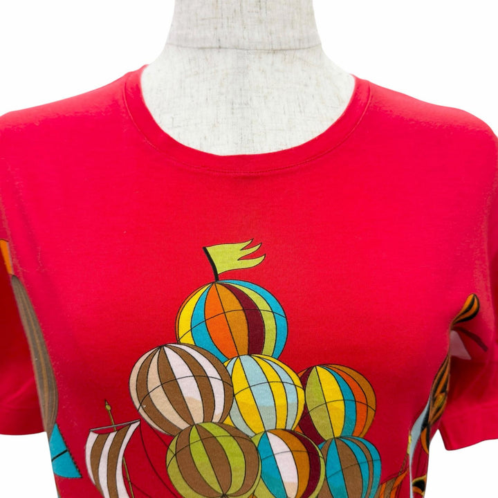 Great HERMES one piece LES FOLIES DU CIEL Crew neck short sleeve Red S