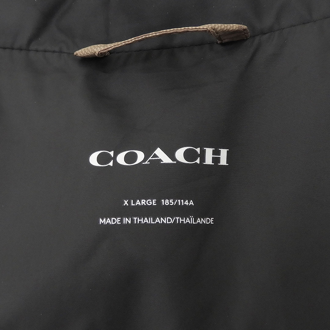 Excellent COACH Down vest Signature stand collar Brown polyester mens XL CG625