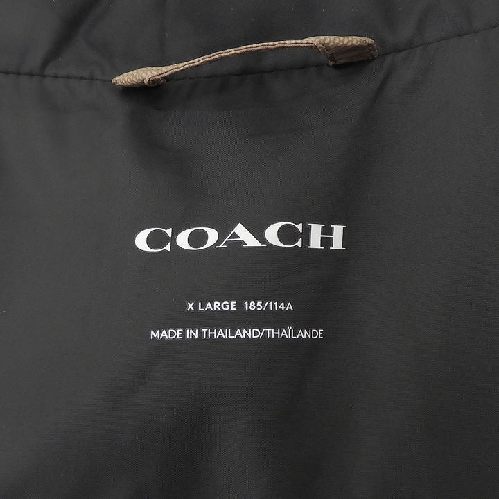 Excellent COACH Down vest Signature stand collar Brown polyester mens XL CG625