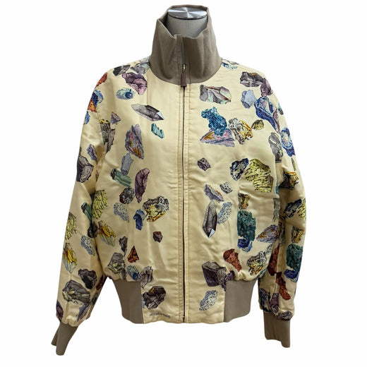 Excellent HERMES Jacket Reversible all-over print zip-up blouson Multi silk 40