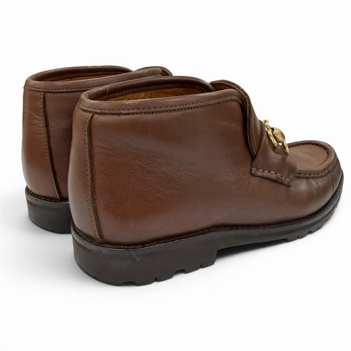 Discounted Great GUCCI short boots Horsebit Metal Leather Brown leather Women 5 104 0088