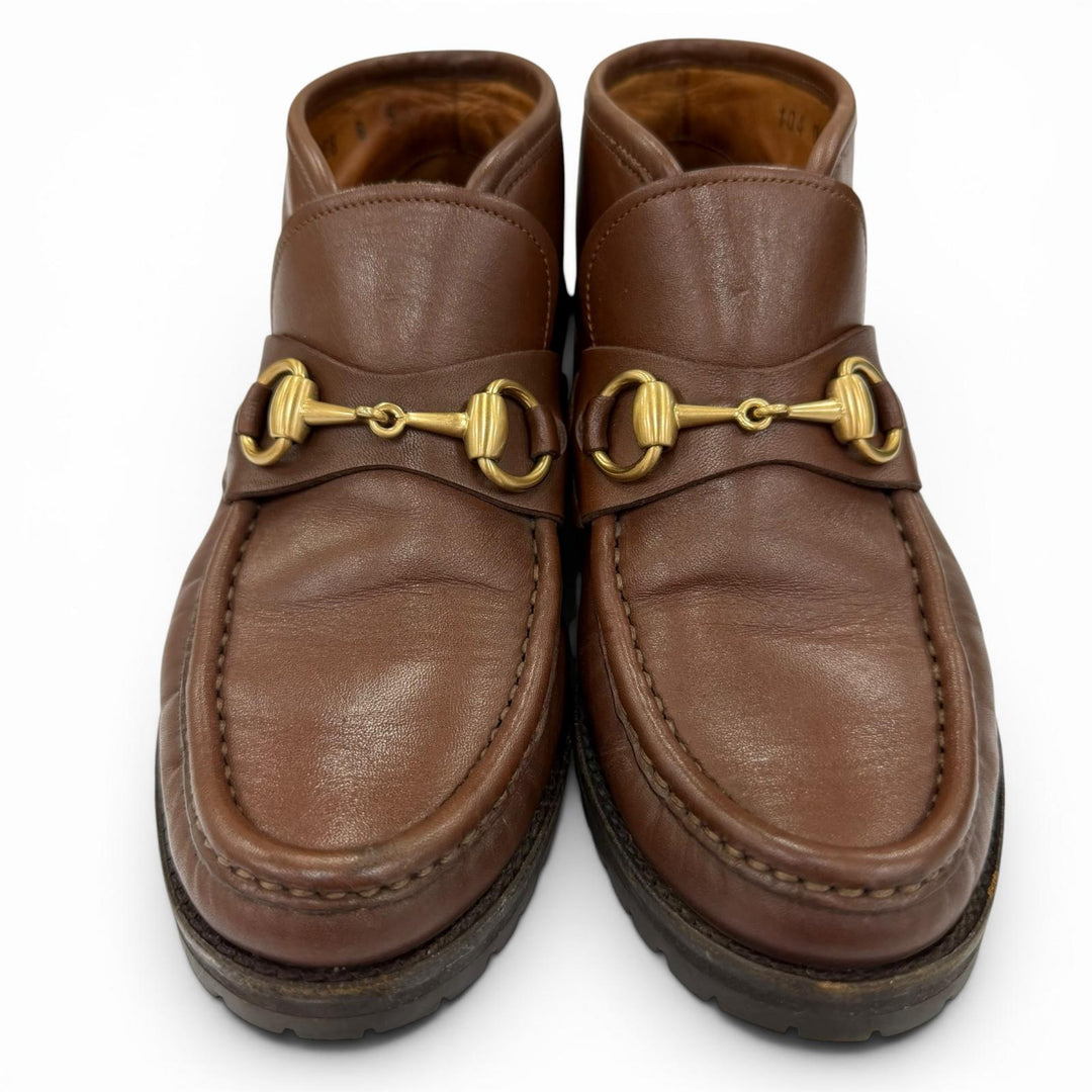 Discounted Great GUCCI short boots Horsebit Metal Leather Brown leather Women 5 104 0088