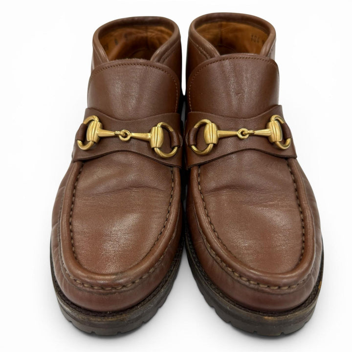 Discounted Great GUCCI short boots Horsebit Metal Leather Brown leather Women 5 104 0088