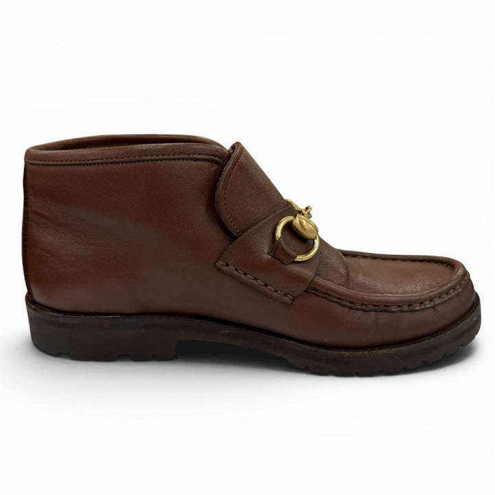 Discounted Great GUCCI short boots Horsebit Metal Leather Brown leather Women 5 104 0088