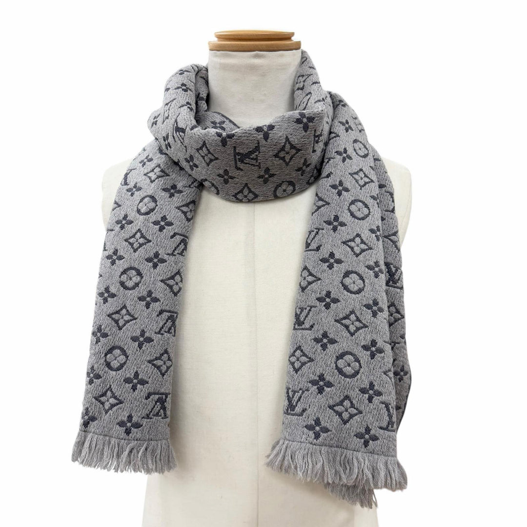 Great LOUIS VUITTON Scarf Esharp monogram classic gray wool mens M70932