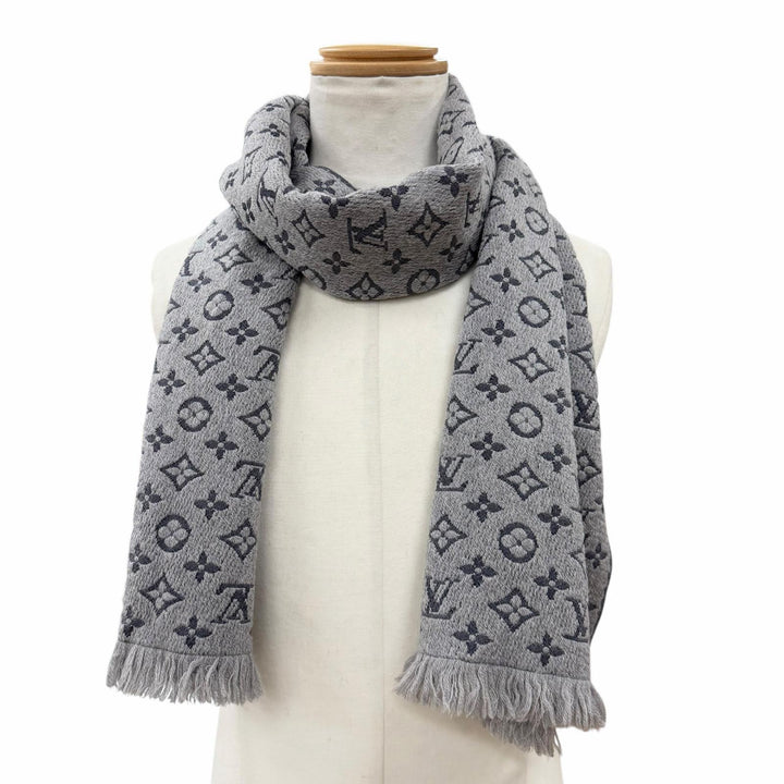 Great LOUIS VUITTON Scarf Esharp monogram classic gray wool mens M70932