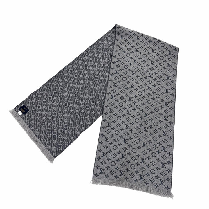 Great LOUIS VUITTON Scarf Esharp monogram classic gray wool mens M70932