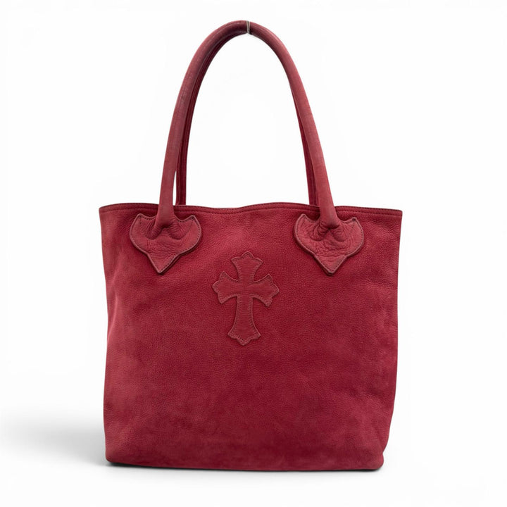 Very Good CHROME HEARTS Tote Bag FS TOTE FS Red Suede leather mens