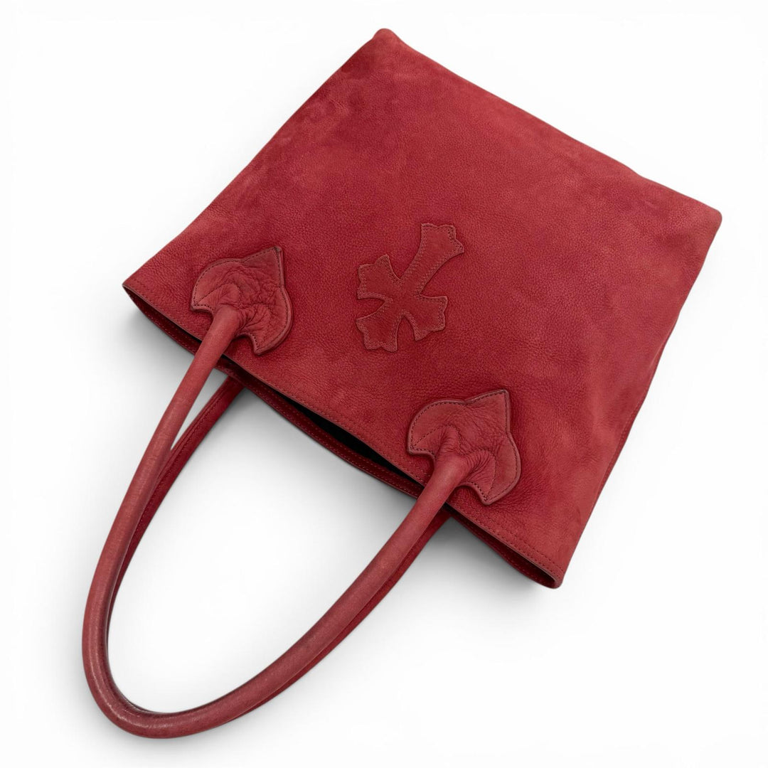Very Good CHROME HEARTS Tote Bag FS TOTE FS Red Suede leather mens