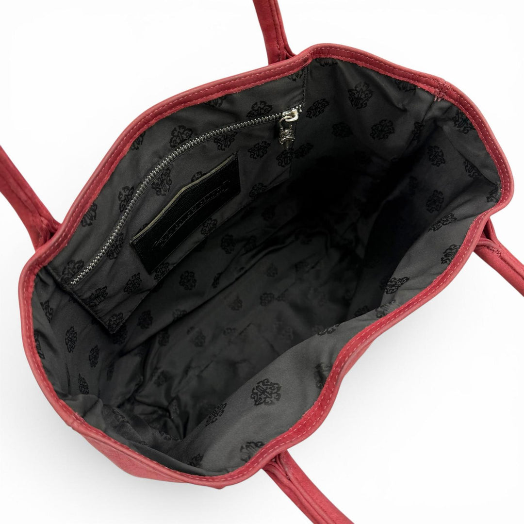 Very Good CHROME HEARTS Tote Bag FS TOTE FS Red Suede leather mens
