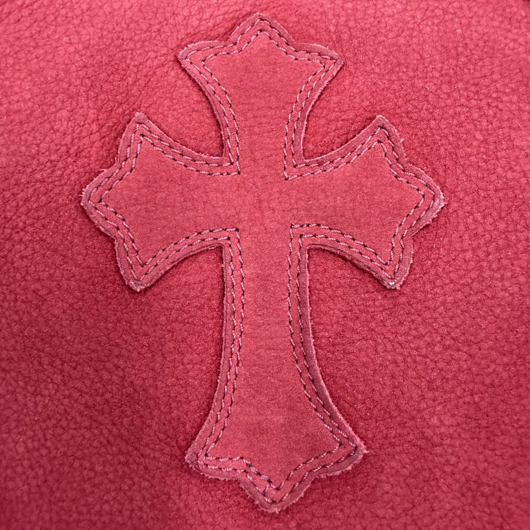 Very Good CHROME HEARTS Tote Bag FS TOTE FS Red Suede leather mens