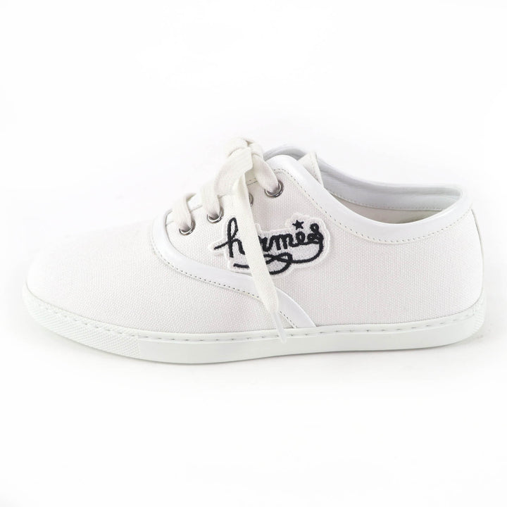 Pristine HERMES Low cut sneakers Innocent Lace-up shoes with logo patch white 36