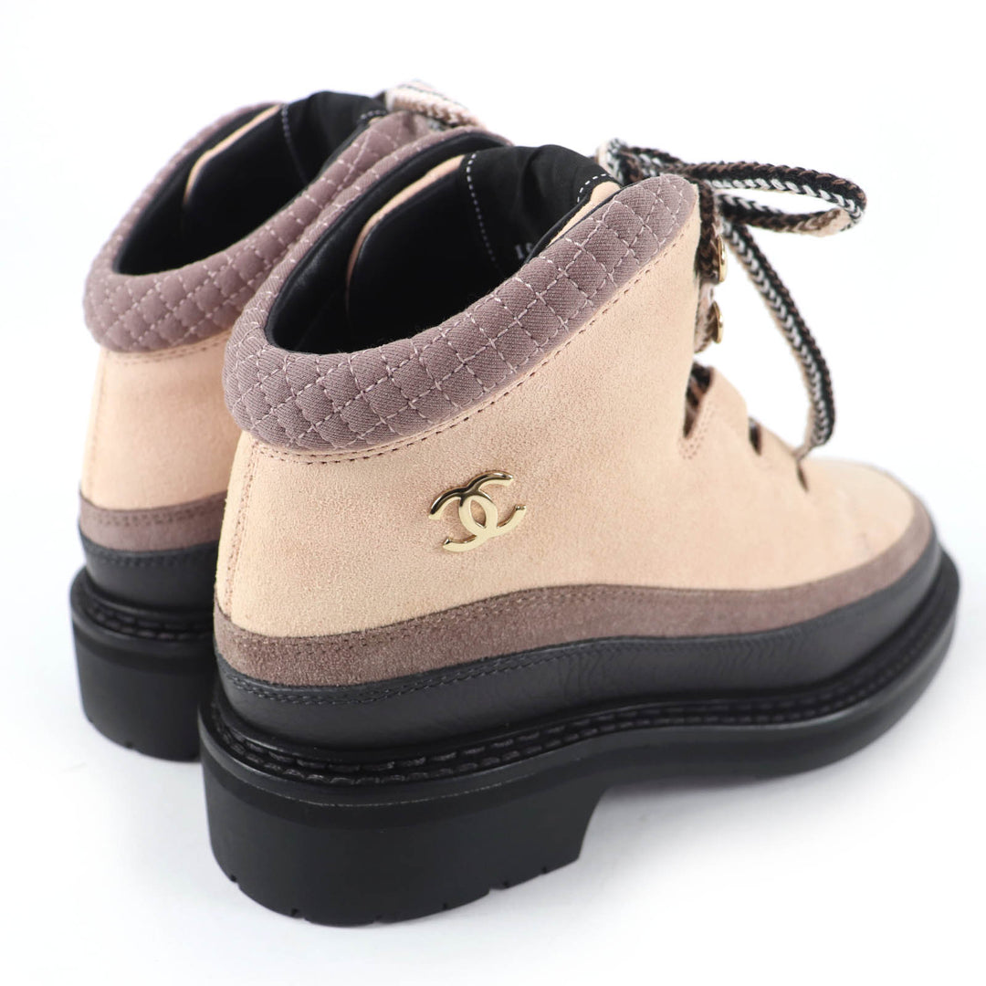 Pristine CHANEL High cut sneakers COCO Mark Lace-up Suede Leather Pink 36 G38745