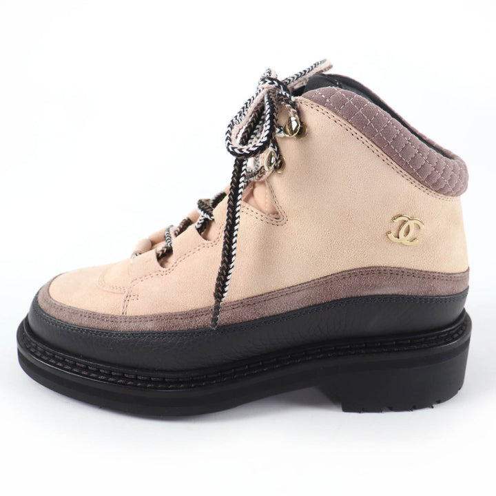 Pristine CHANEL High cut sneakers COCO Mark Lace-up Suede Leather Pink 36 G38745