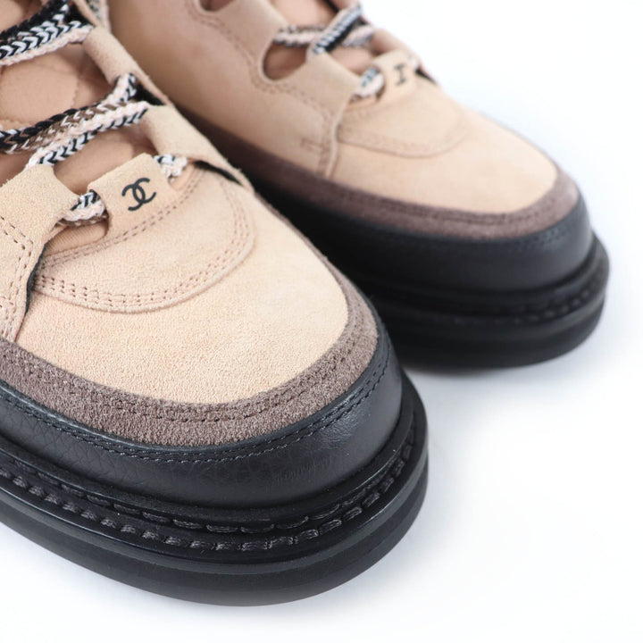 Pristine CHANEL High cut sneakers COCO Mark Lace-up Suede Leather Pink 36 G38745