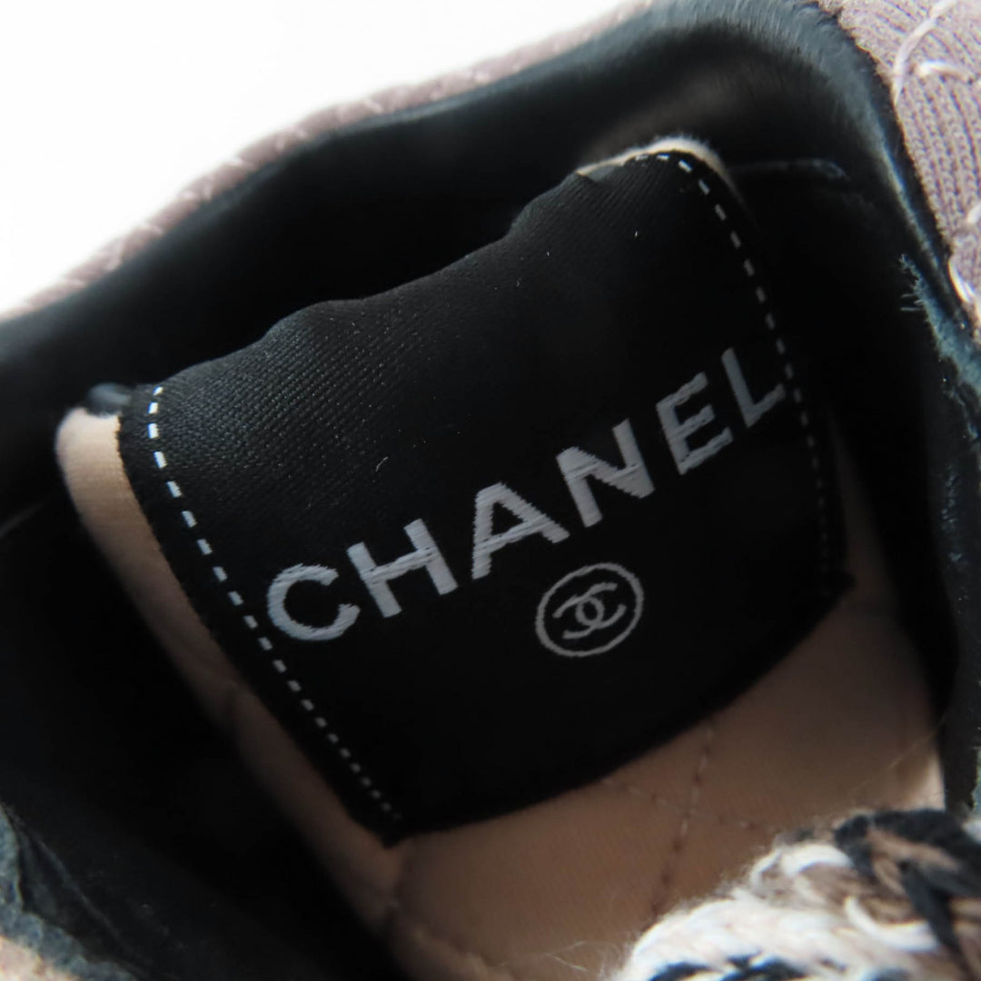 Pristine CHANEL High cut sneakers COCO Mark Lace-up Suede Leather Pink 36 G38745