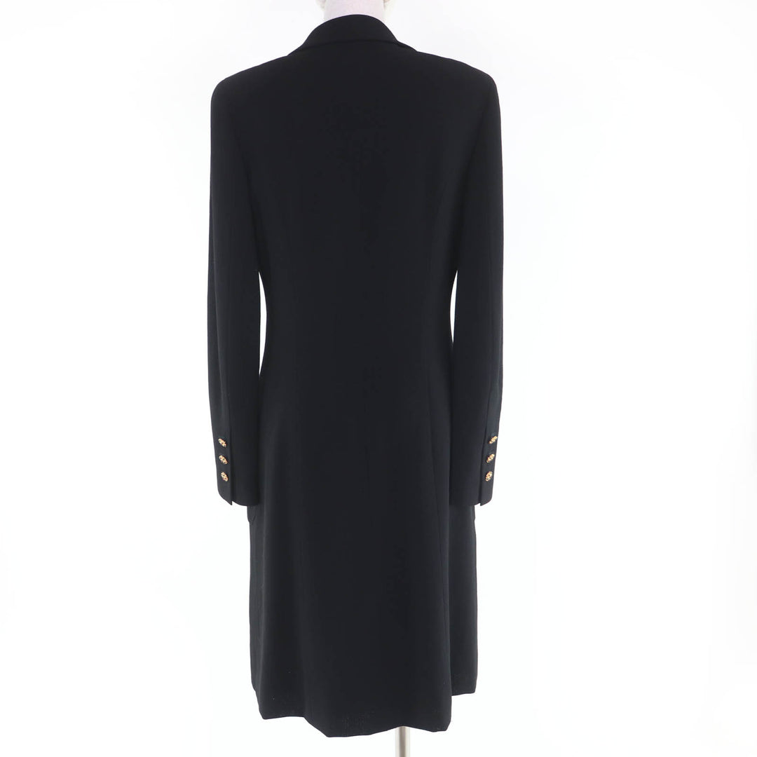 Excellent CHANEL Jacket Gripoa Button Long Length black Women 40 96A P08289