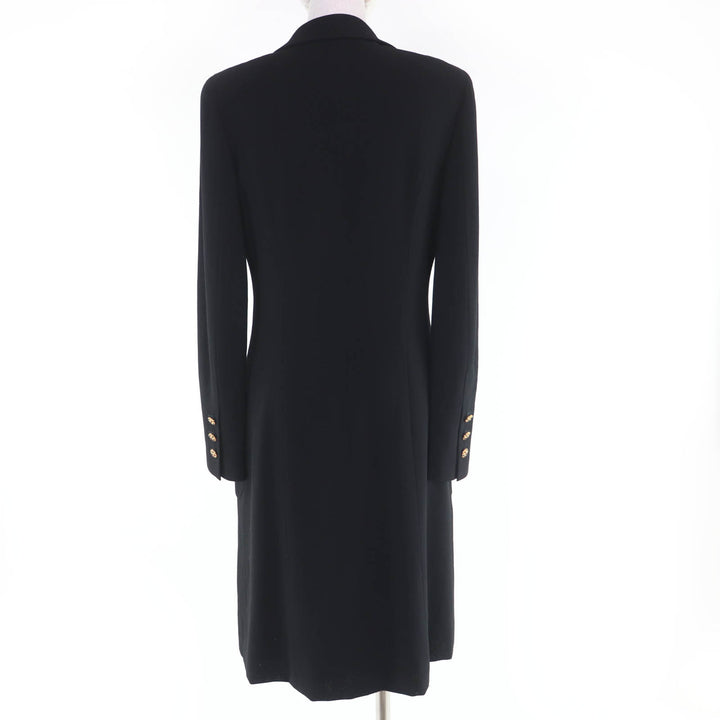 Excellent CHANEL Jacket Gripoa Button Long Length black Women 40 96A P08289