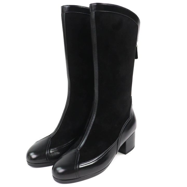 Pristine CHANEL Knee-high boots COCO Mark Back Zip Suede Leather 36 25A G46591