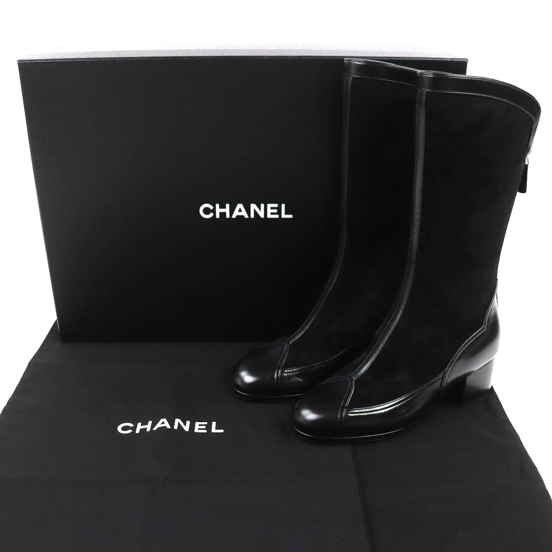 Pristine CHANEL Knee-high boots COCO Mark Back Zip Suede Leather 36 25A G46591