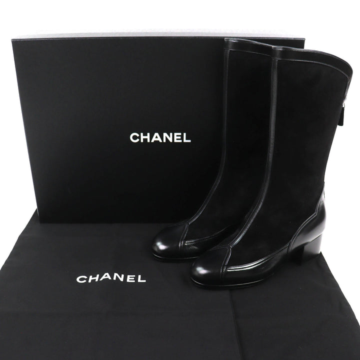Pristine CHANEL Knee-high boots COCO Mark Back Zip Suede Leather 36 25A G46591
