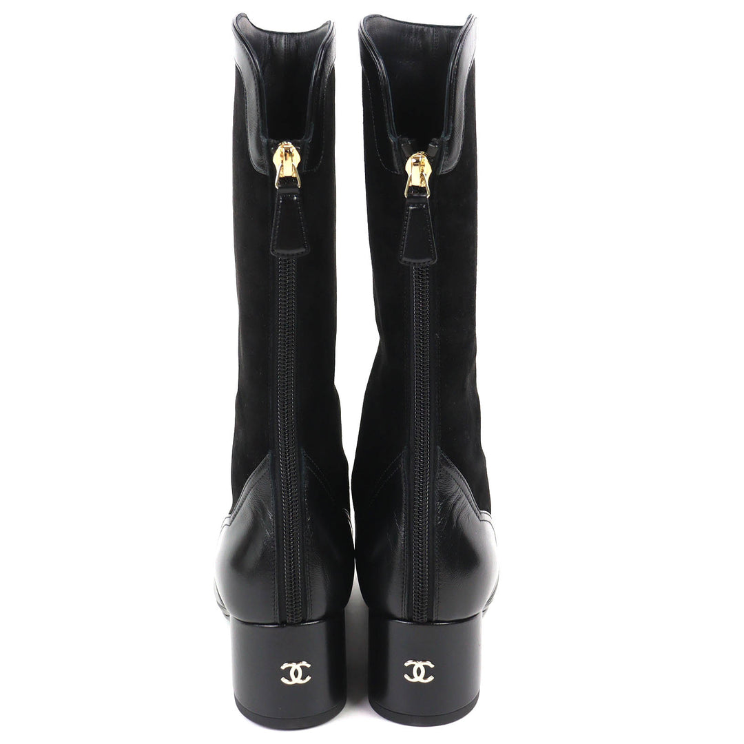 Pristine CHANEL Knee-high boots COCO Mark Back Zip Suede Leather 36 25A G46591