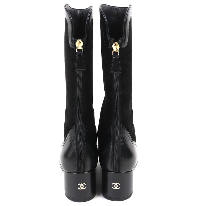 Pristine CHANEL Knee-high boots COCO Mark Back Zip Suede Leather 36 25A G46591