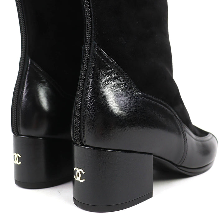 Pristine CHANEL Knee-high boots COCO Mark Back Zip Suede Leather 36 25A G46591