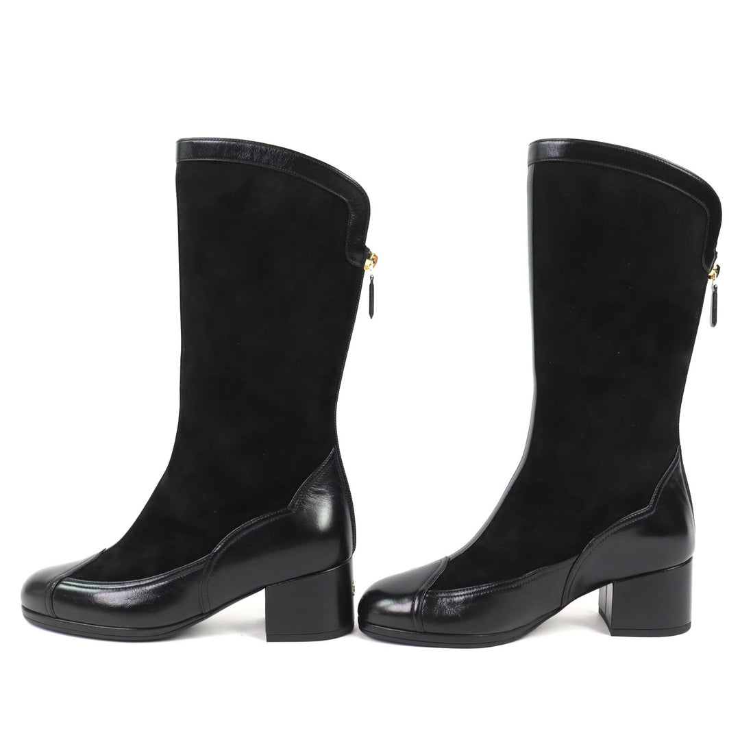 Pristine CHANEL Knee-high boots COCO Mark Back Zip Suede Leather 36 25A G46591