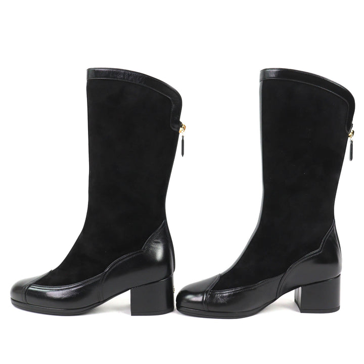 Pristine CHANEL Knee-high boots COCO Mark Back Zip Suede Leather 36 25A G46591