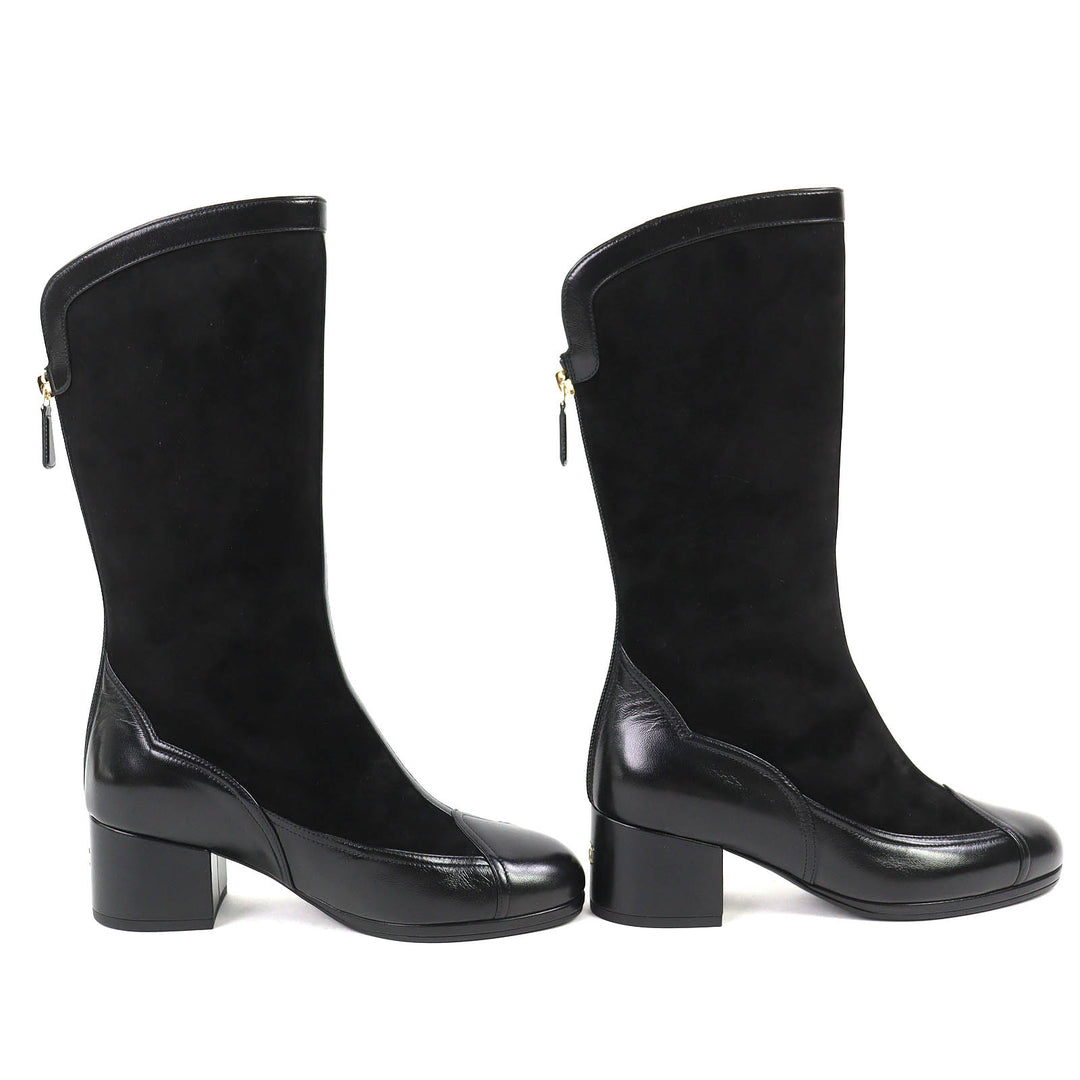 Pristine CHANEL Knee-high boots COCO Mark Back Zip Suede Leather 36 25A G46591