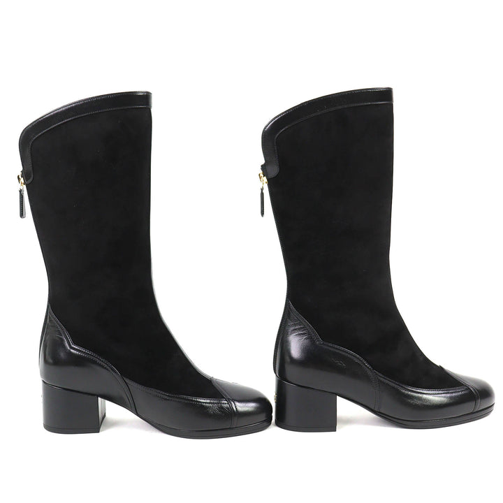 Pristine CHANEL Knee-high boots COCO Mark Back Zip Suede Leather 36 25A G46591