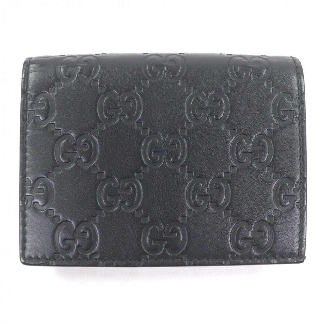 Excellent GUCCI Bifold Wallet black Sima leather mens 410120
