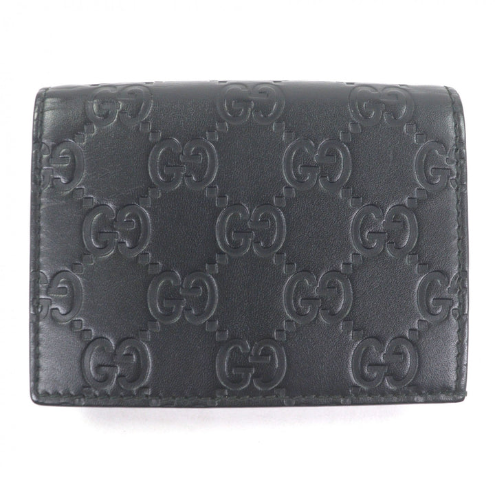 Excellent GUCCI Bifold Wallet black Sima leather mens 410120