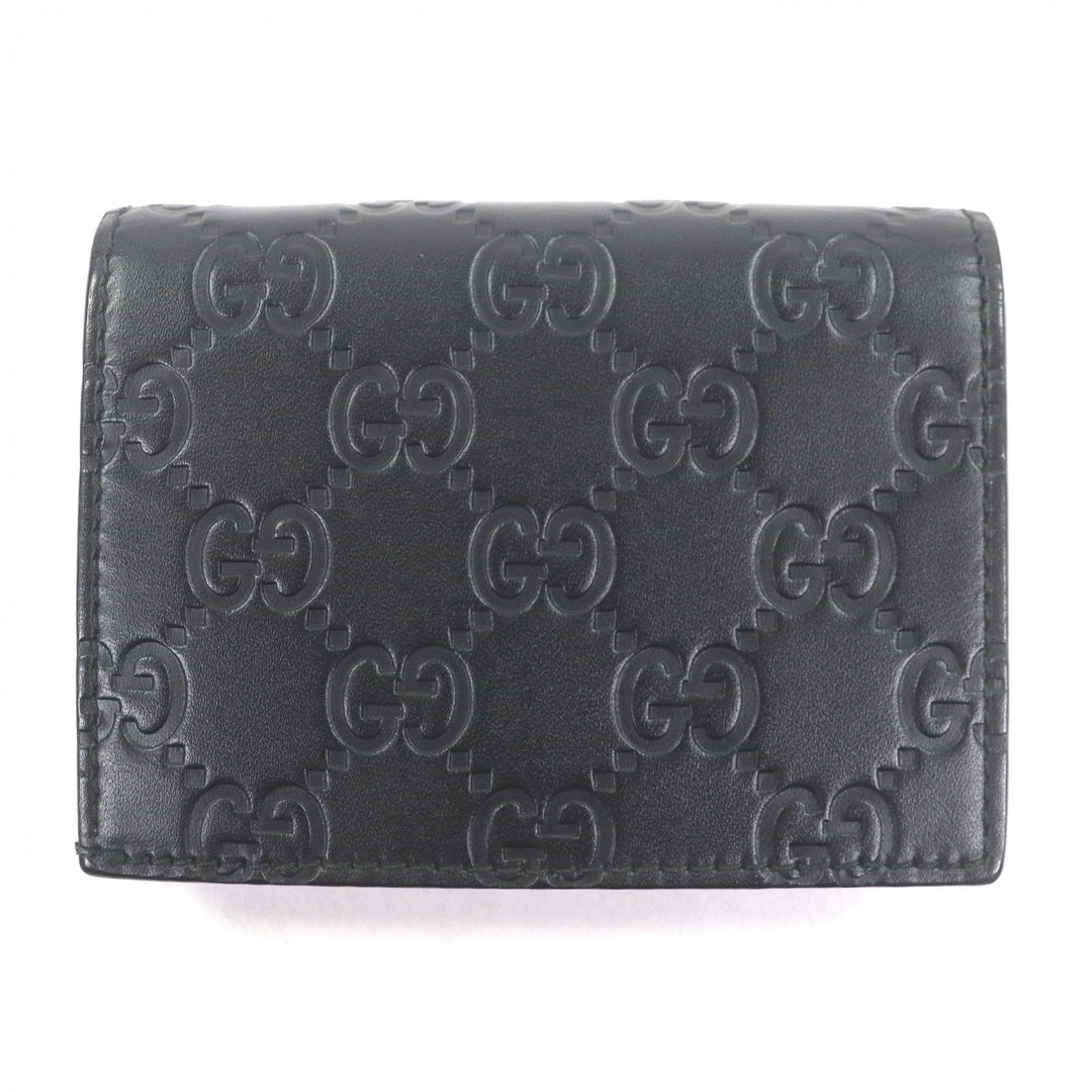 Excellent GUCCI Bifold Wallet black Sima leather mens 410120