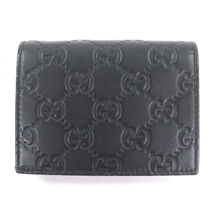 Excellent GUCCI Bifold Wallet black Sima leather mens 410120