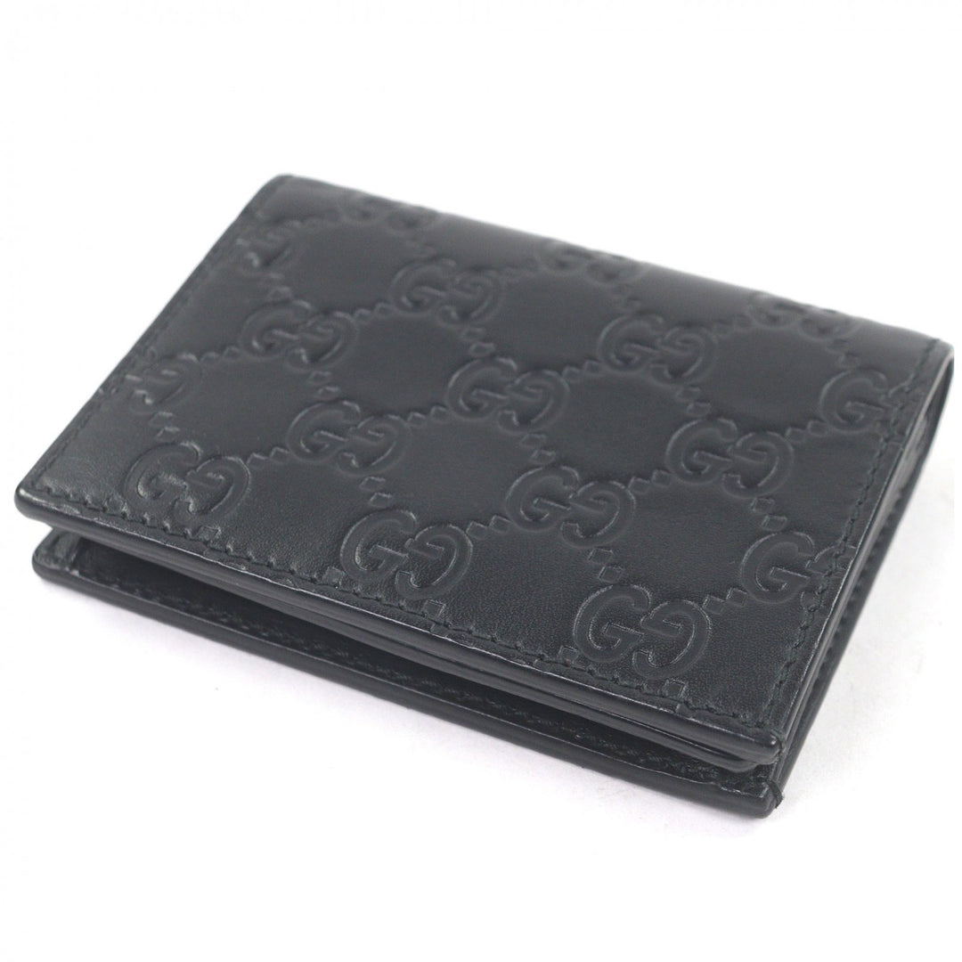Excellent GUCCI Bifold Wallet black Sima leather mens 410120