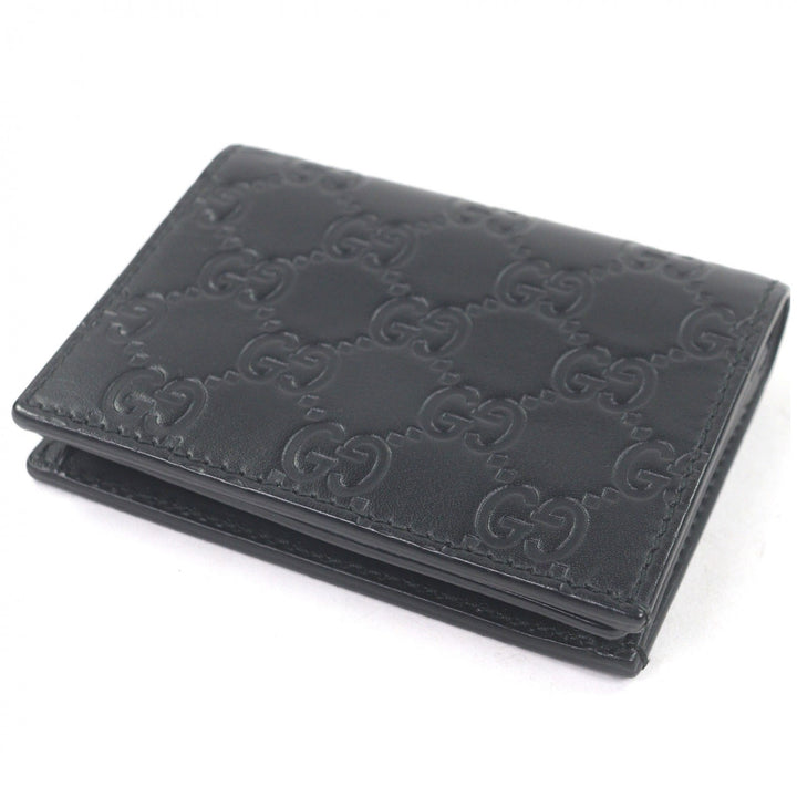 Excellent GUCCI Bifold Wallet black Sima leather mens 410120