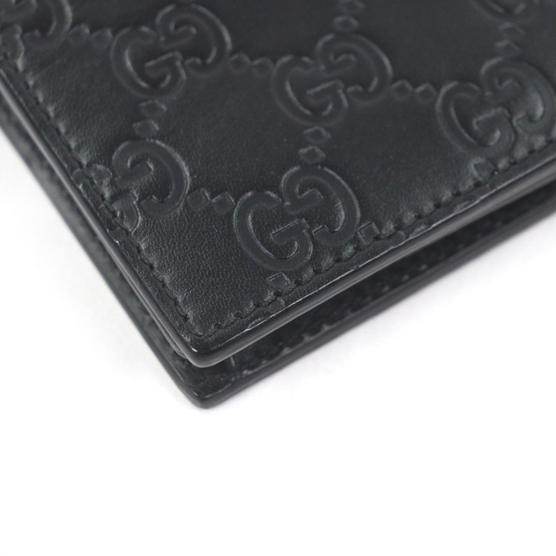Excellent GUCCI Bifold Wallet black Sima leather mens 410120