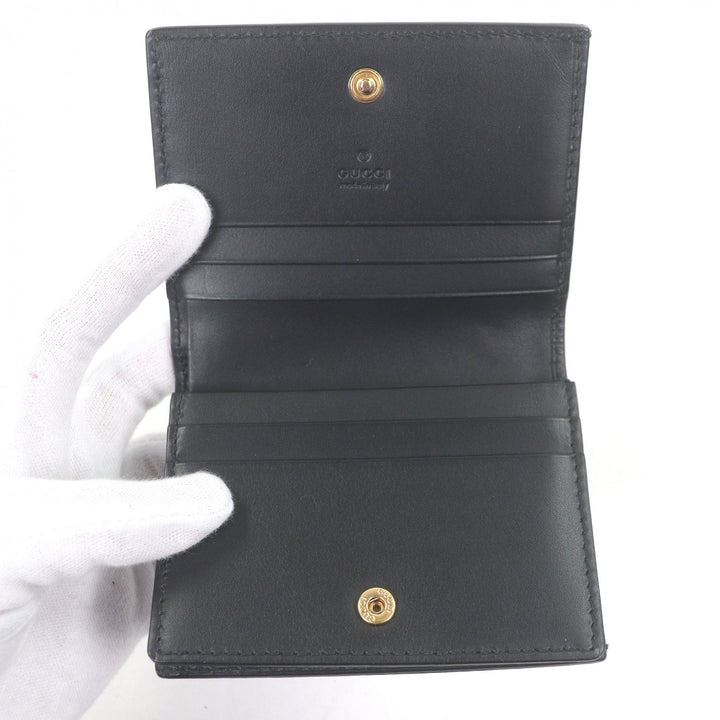 Excellent GUCCI Bifold Wallet black Sima leather mens 410120