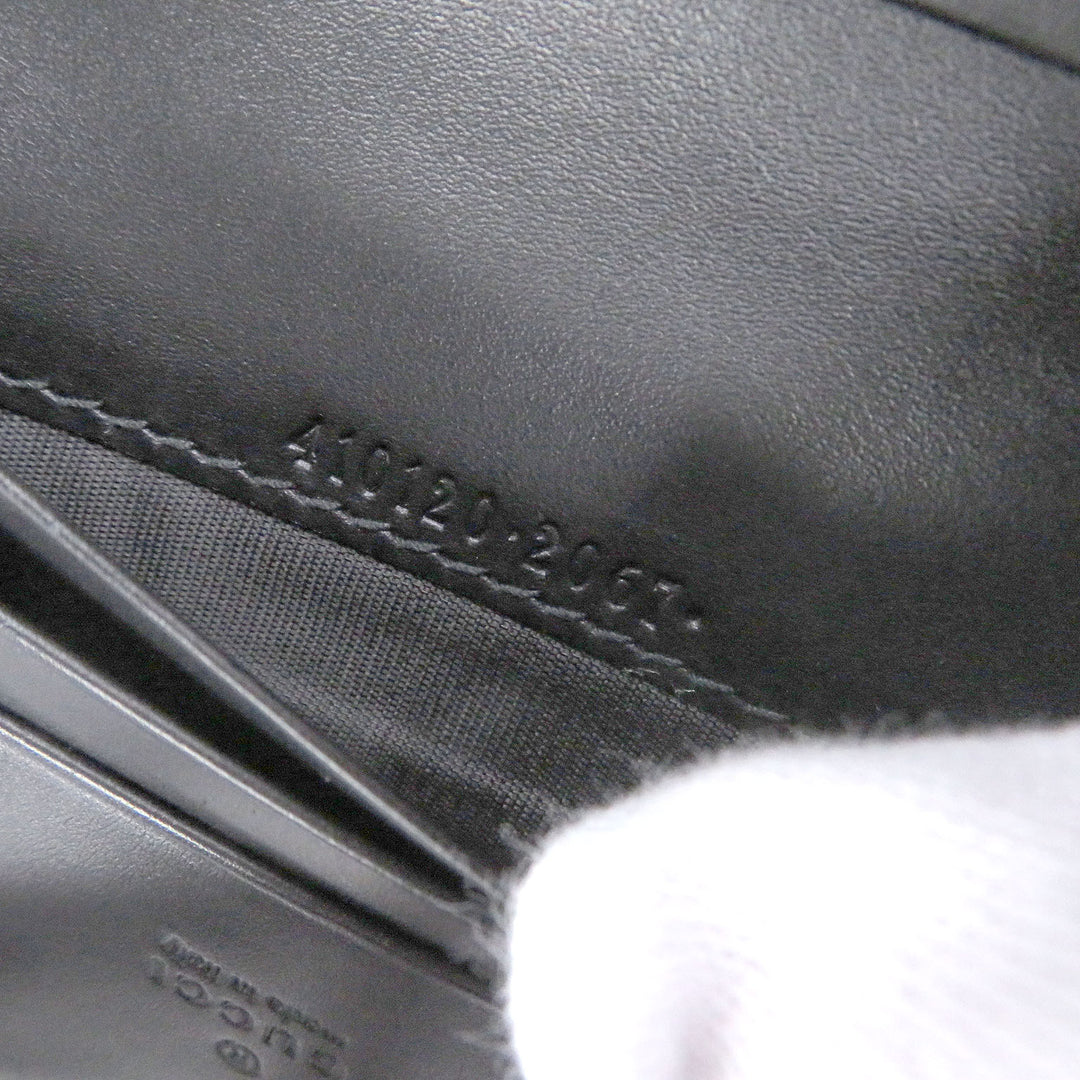 Excellent GUCCI Bifold Wallet black Sima leather mens 410120