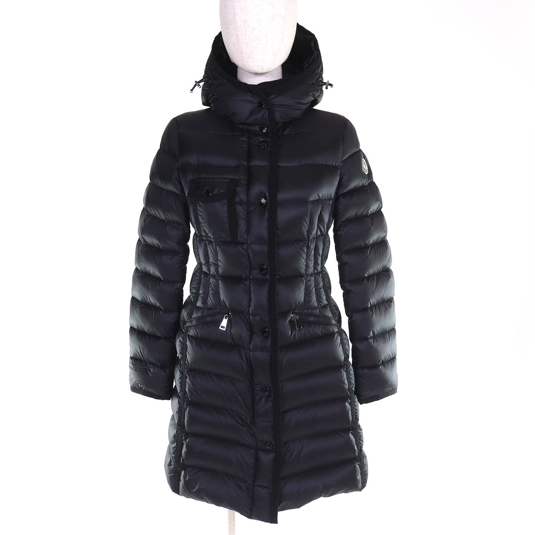 Great MONCLER down coat HERMINE Logo patch Hooded black Nylon Women 00