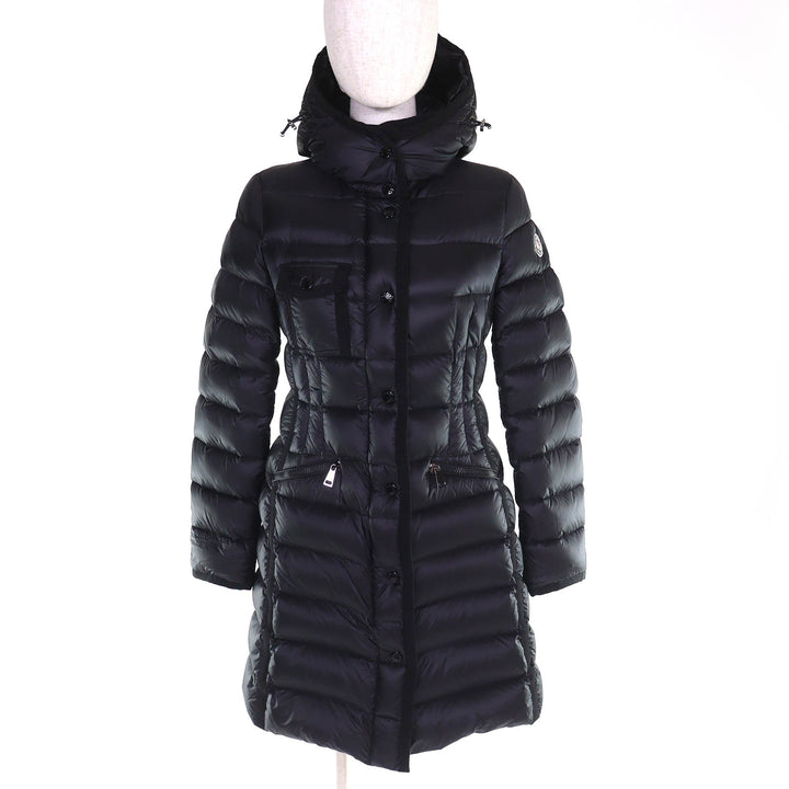 Great MONCLER down coat HERMINE Logo patch Hooded black Nylon Women 00