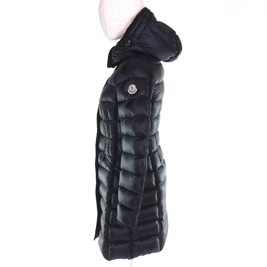 Great MONCLER down coat HERMINE Logo patch Hooded black Nylon Women 00