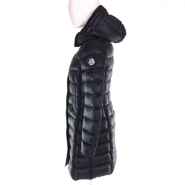 Great MONCLER down coat HERMINE Logo patch Hooded black Nylon Women 00