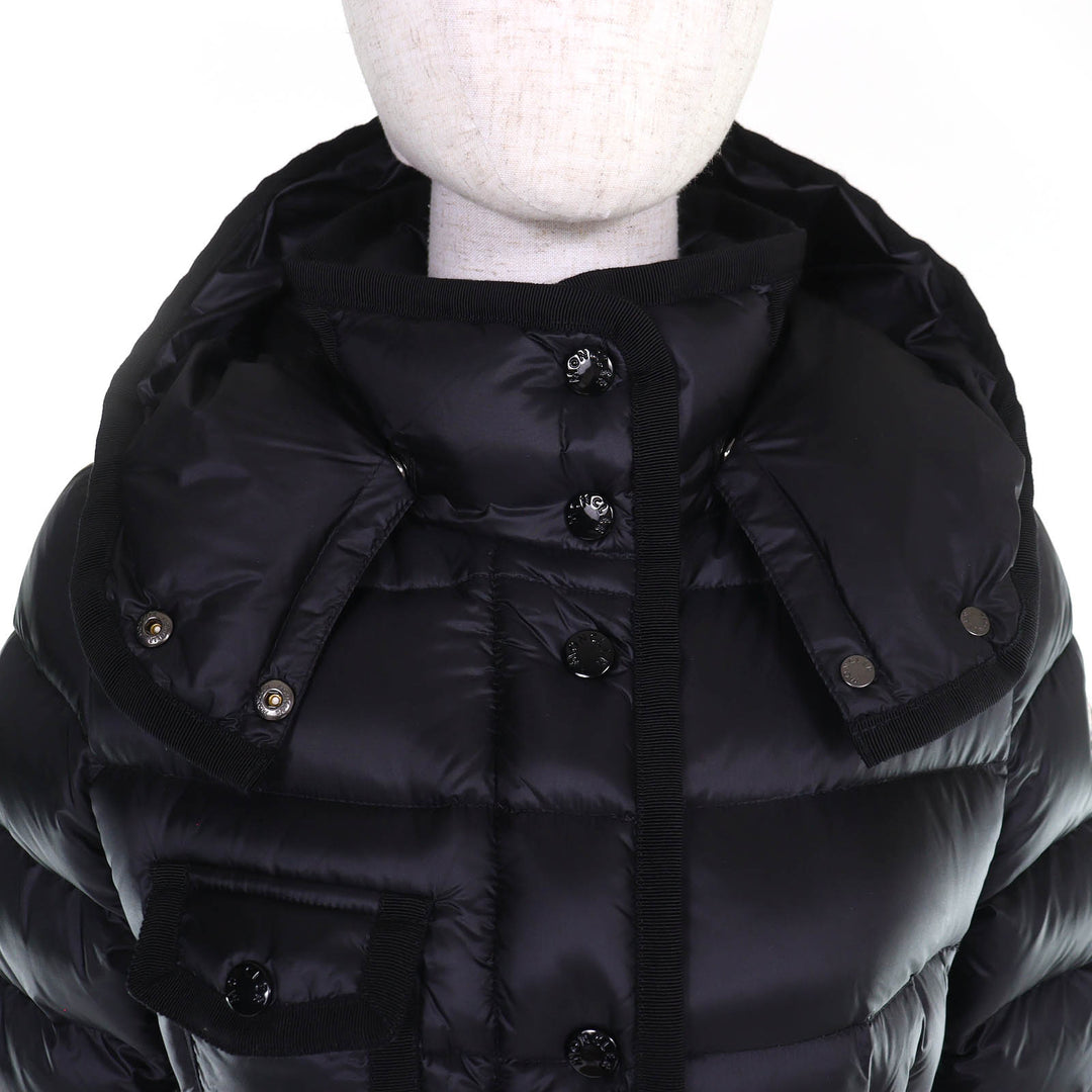 Great MONCLER down coat HERMINE Logo patch Hooded black Nylon Women 00