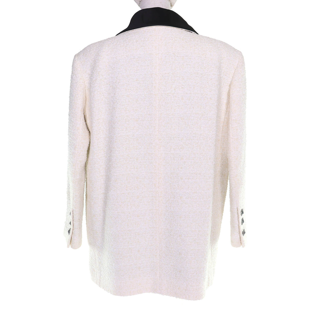 Excellent CHANEL Jacket Lion Button Satin Color Tweed Ivory 34 P72420V63388 22P