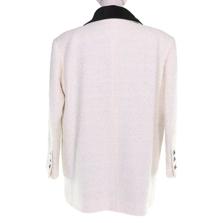 Excellent CHANEL Jacket Lion Button Satin Color Tweed Ivory 34 P72420V63388 22P