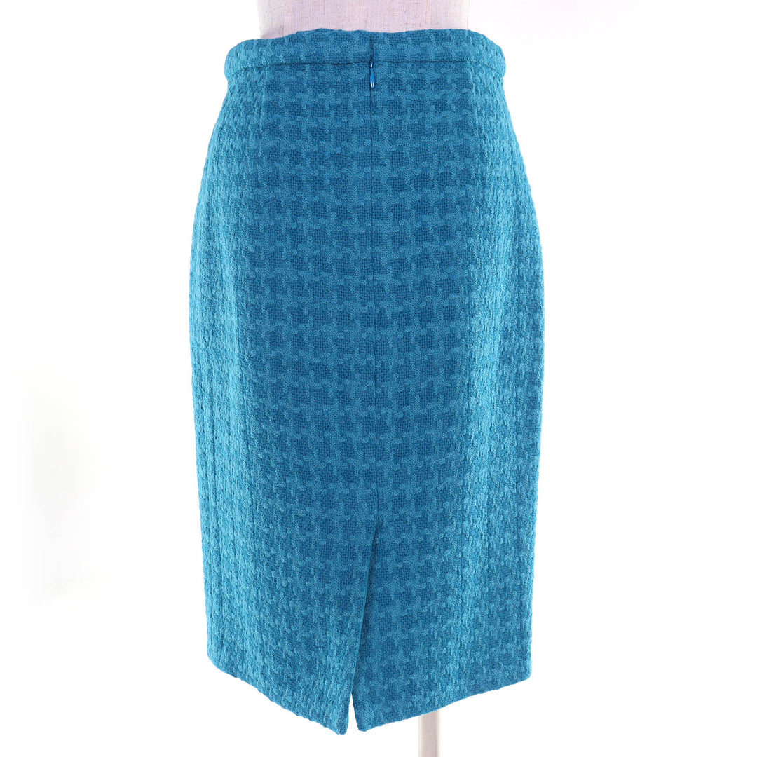 Excellent CHANEL Tweed skirt COCO Mark Flower Buttons blue 36 P62367V47860 19K