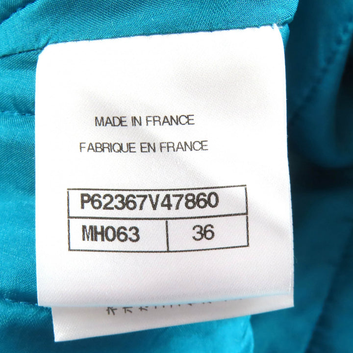 Excellent CHANEL Tweed skirt COCO Mark Flower Buttons blue 36 P62367V47860 19K
